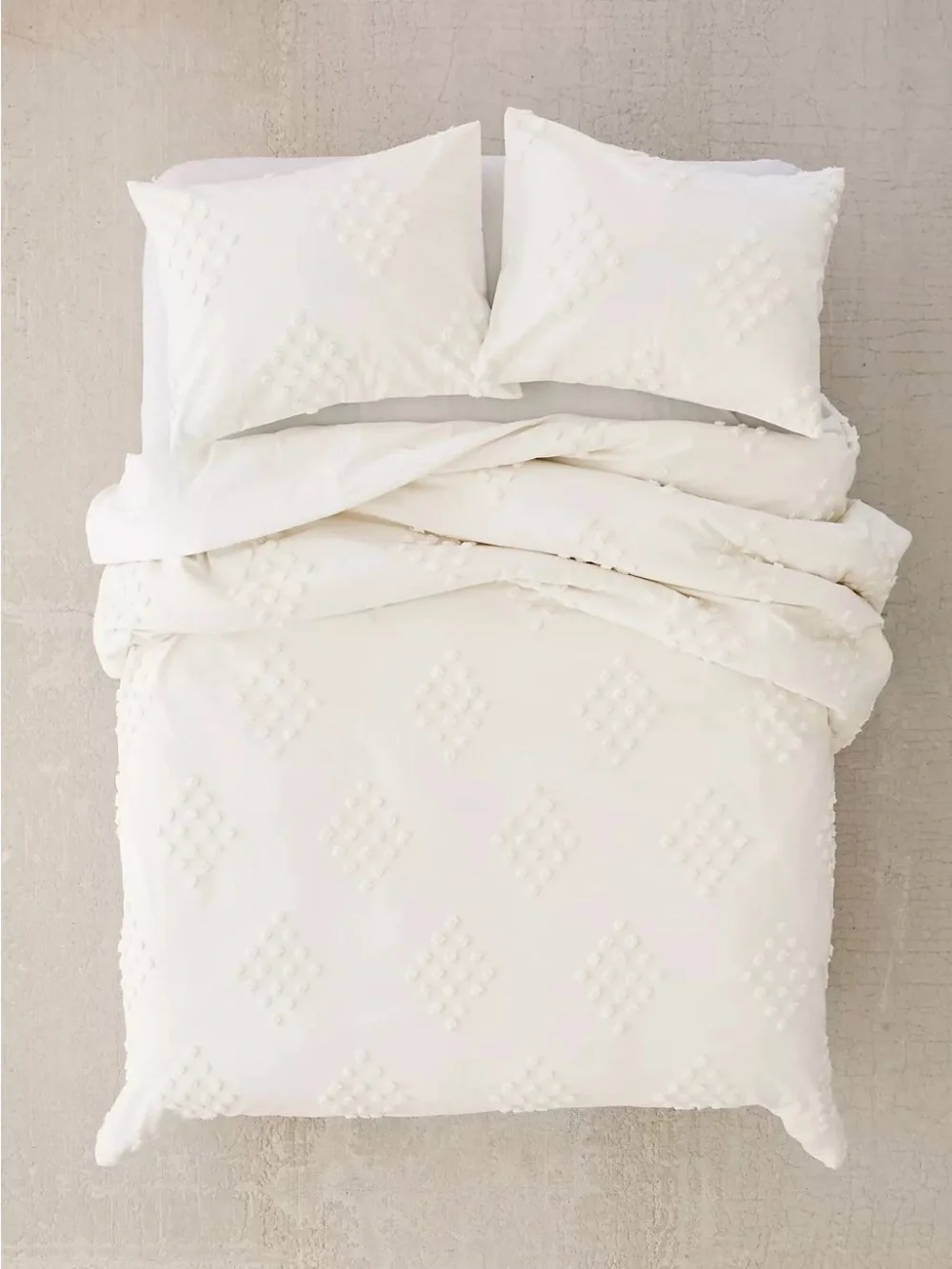 Urban Outfitters Cream Diamond Tufted Duvet Cover F/Q